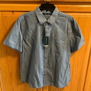 Perry Ellis short sleeved blue button down.  Large.  NWT